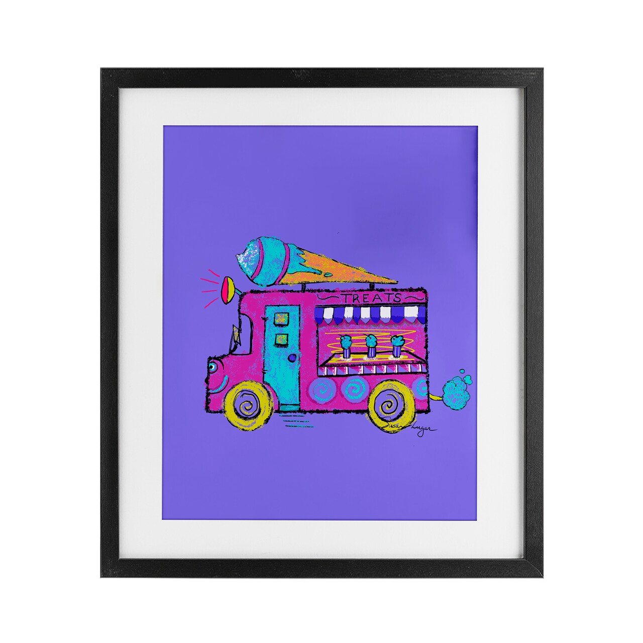 Stupell Industries Vibrant Purple Ice Cream Truck Framed Print Under Glass, design by Susan Lugar
